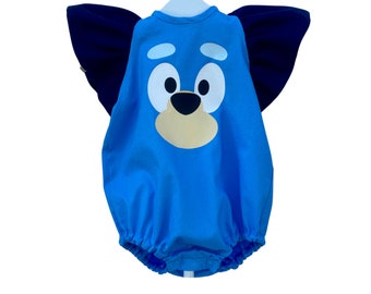 Girls Toddlers Blue Heeler Dog Character Romper with Flutter Sleeves