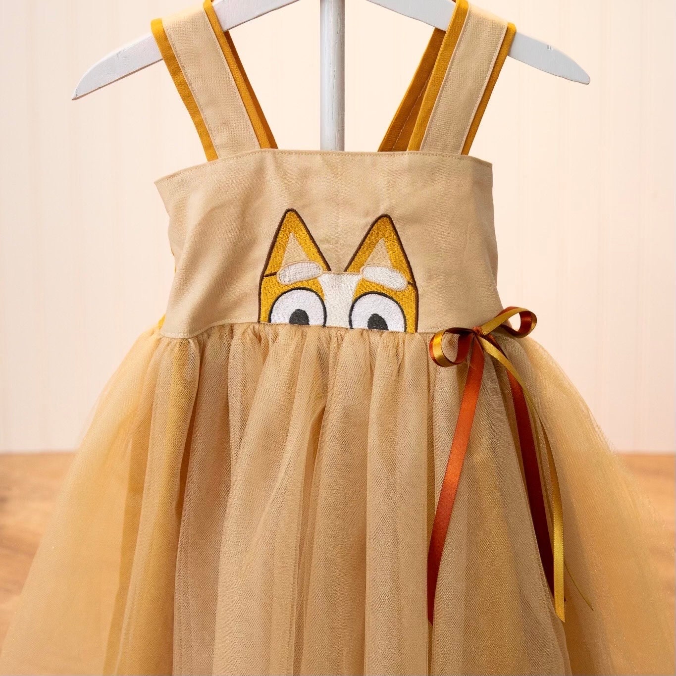 Orange Dog Character Dress, Little Sister Dress, Toddler Orange Tulle Dress, Girls Dress with Embroidery, Kids Party Dress Orange Dog Character Dress, Little Sister Dress, Toddler Orange Tulle Dress, Girls Dress with Embroidery, Kids Party Dress