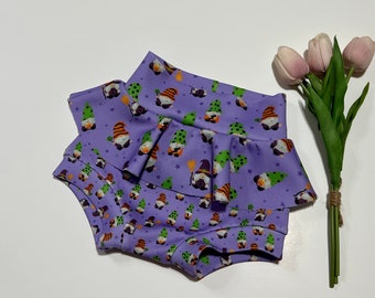 Baby Girls Halloween Purple Gnome High Waisted Skirted Bummies Diaper cover or Bloomers