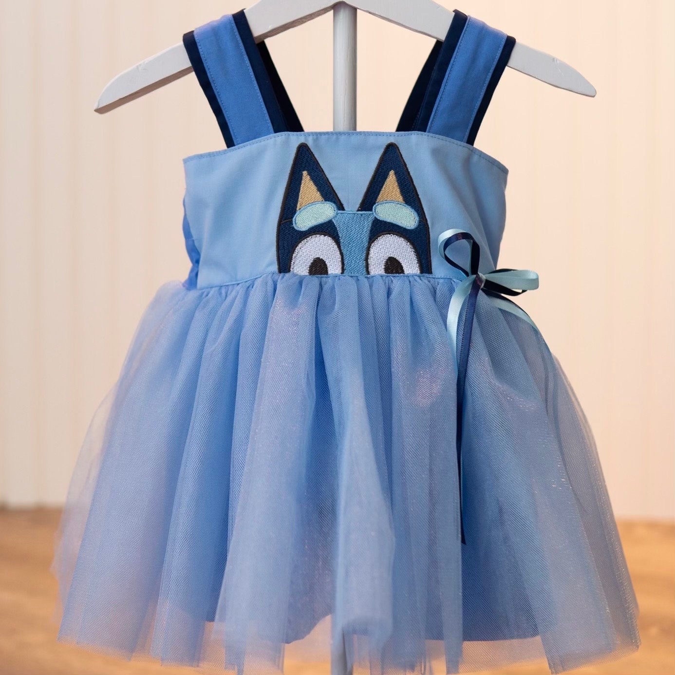 Blue Dog Tulle Overlay Dress