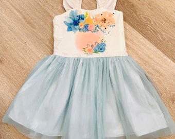 Girls Blue chiffon Princess Dress with Bling