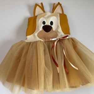Girls Toddler  Gold  Character Heeler Dog Dress Custom