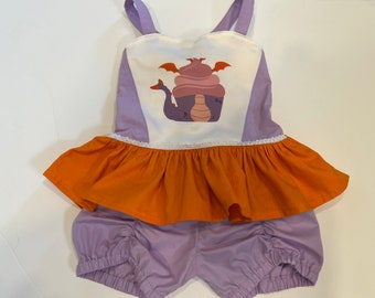 Girl Toddler Character Dragon Inspired Purple and Orange Shorts and Tunic Set Size 3T