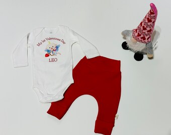 Baby’s 1st Valentines Outfit, Baby Bodysuit and Pants Set, Girl, Boy, Unisex Shower Gift