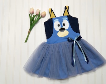 Girls Toddler Blue Character Heeler Dog Dress Custom