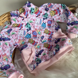 Girls, Toddler,  Baby,  Gender Neutral  Pink Check Blue Dog Character Sweatshirt, Half Zip Hoodie, Fleece Jacket