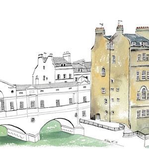 Bath city art | Pulteney Bridge | architecture illustration | digital download | printable artwork | poster | wall art