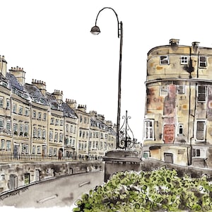 Walcot Parade, Bath / Città di Bath / Illustrazione / Stampabile / File digitale / architettura
