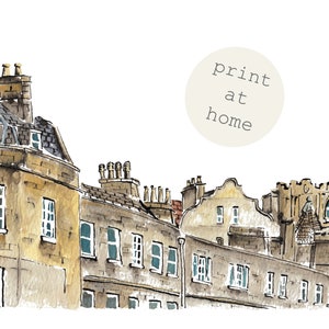 Terrace Walk, Bath | Bath architecture | digital art print | digital download | poster art | instant download