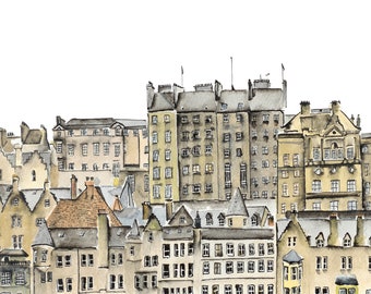 Kunstprint van Edinburgh | Edinburgh Schotland | stadsarchitectuur | digitale download | digitaal kunstwerk | thuis afdrukken