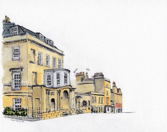 Hay Hill, Bath | original illustration | artwork of Bath | original painting