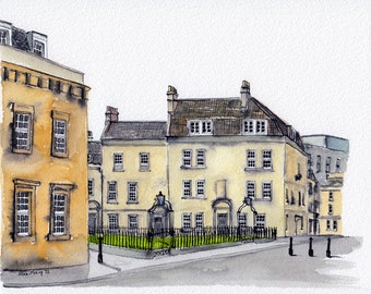 Beauford Square, Bath | City of Bath | illustration | architecture | original art