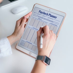 Digital Paycheck Planner on iPad - Interactive and Fillable Budgeting Worksheet, Modern Financial Planning, Tablet-Friendly