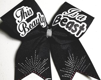 This Beauty is a Beast! Black and white cheer bow