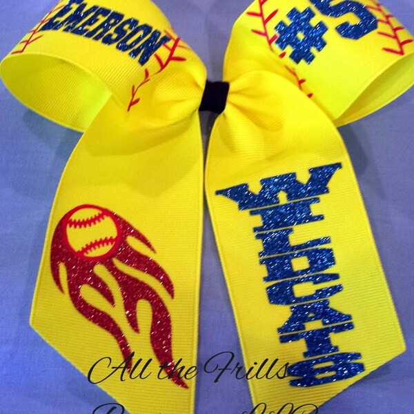 Softball Hairbow Etsy