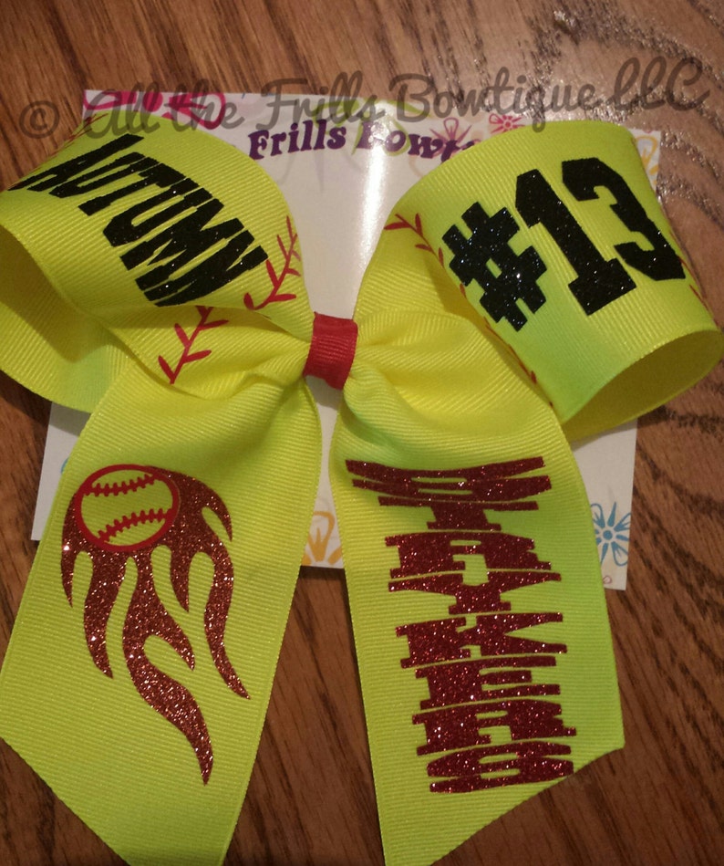 Personalized Softball Big Hair Bow Baseball Glitter Etsy