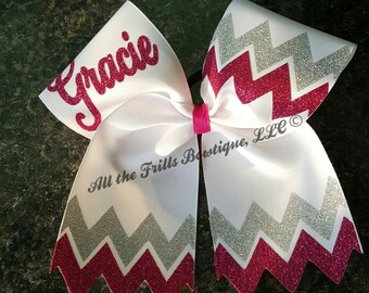 Custom Chevron Glitter Personalized Cheer hair bow - Choose your colors