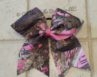 Hot pink camo cheer bow