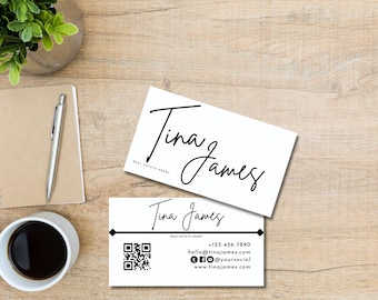 Editable Real Estate Business Card Luxury Digital Canva Template Printable QR Code for Business Owner Entrepreneur Lash Tech Beauty Stylist