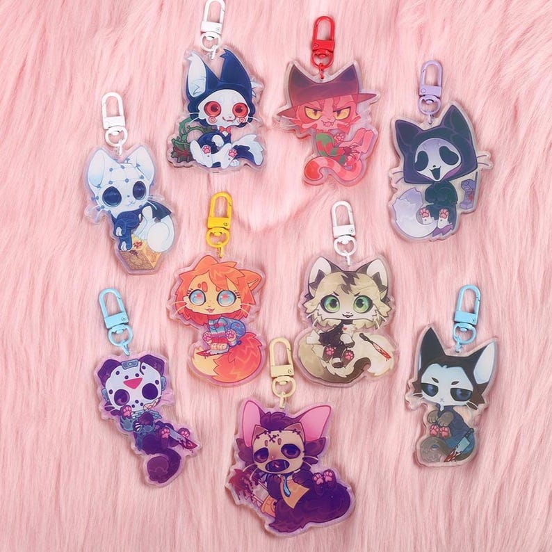 SLASHER CATS | Horror | Holographic Keychains - Etsy