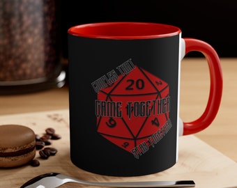 Custom Mug for Couples - D20 Dice Design, Personalized Love & Gaming Coffee Cup, Romantic Gift for Gamers