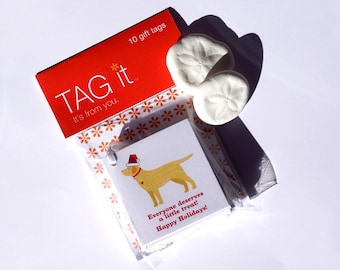Yellow Labrador with Santa Hat Gift Tags