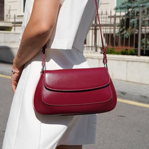 Red baguette bag Etsy