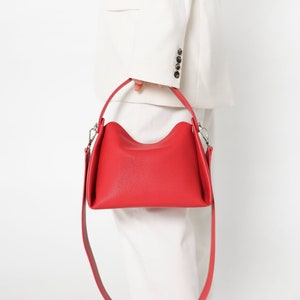 Red Leather Crossbody Bag, Red Shoulder bag, Mini Leather Original Handbag, Fashion Shoulder Red Bag Minimalist MIA zdjęcie 1