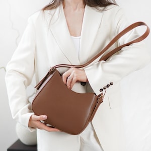 Sac à bandoulière en cuir, sac à bandoulière en cuir marron, sac de tous les jours pour femme, sac à main en cuir marron, sac à bandoulière en cuir, sac personnalisé