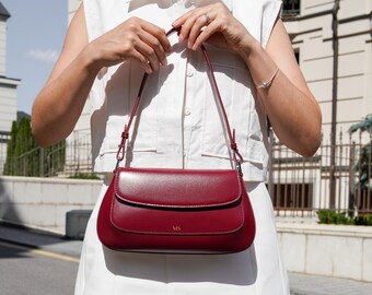【関税込み】Allure Shoulder Bag - Rouje - Leather - Burgundy Allure Vernis Vernis Bordeaux • Rouje