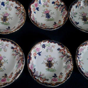 Ridgway Simlay Stoke On Trent Imari Design set of 8 berry bowls- 1880's image 2
