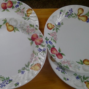 Corelle Chutney Swirl Fruit Pattern Dinner Plates 10 1/4" Set of 4