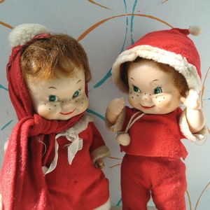 Vintage Pair of Christmas Dolls Kitschy Couple FREE SHIPPING