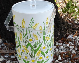 Tall Ice Bucket - Daisies with Acrylic handle FREE SHIPPING