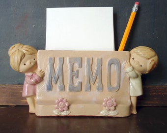 Mid Century Stoneware Ceramic Desk Office Memo Note Holder Lisa Larson Style UCTCI Japan FREE SHIPPING