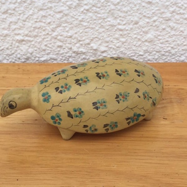 Vintage 1970s Handpainted Ceramic Turtle Mexico