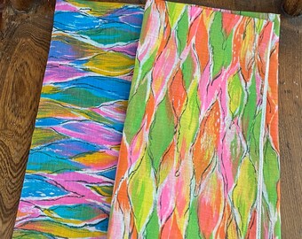 Vintage Lot of 2 Bright Colored Bandannas Scarves FREE SHIPPING