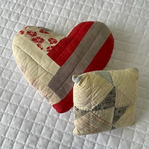 2 Vintage Primitive Feedsack Quilt Pillows FREE SHIPPING
