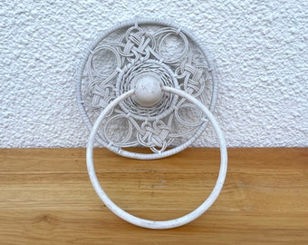 Vintage White Wicker Towel Holder FREE SHIPPING