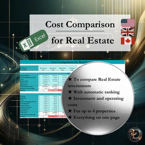 Könnte beinhalten: Eine Tabellenkalkulation mit einem Kostenvergleich für Immobilieninvestitionen. Die Tabellenkalkulation enthält Kaufpreise, Steuern, Reparaturen und andere Kosten. Die Tabellenkalkulation enthält auch ein Ranking-System für jede Immobilie. Die Tabellenkalkulation soll Benutzern helfen, verschiedene Immobilieninvestitionen zu vergleichen und fundierte Entscheidungen zu treffen.
