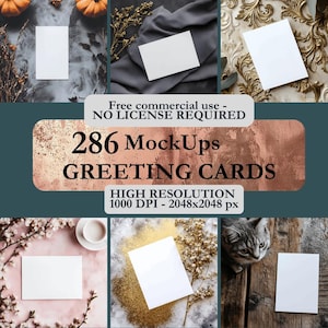 Greeting Card Mockup for birthday, christmas, colorful template, Smart object to create, drag & drop, instant download, free usage
