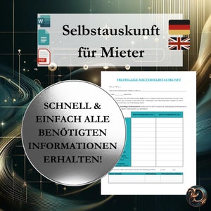 Template self-disclosure for tenants - apartment application as PDF, Word! easy to print for landlords and owners, German & English