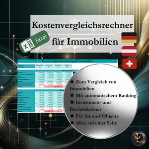 Kostenvergleichsrechner für Immobilien - Vergleiche Anschaffungs- & Betriebskosten! einfache Prüfung für Investoren und Eigentümer, deutsch
