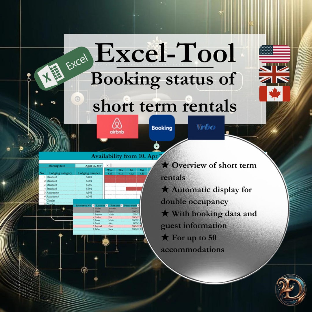 Excel Tool for Rentals on Airbnb, VRBO, Booking, Simple Availability ...