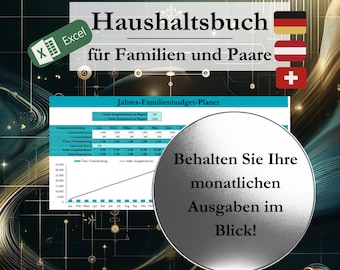 Excel Family Budget Planner: Monthly budget planner for couples for your finances, household book with all expenses, tool in German