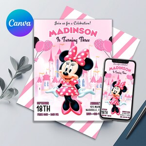Minnie Birthday Invitation Cute Minnie Mouse Template Printable ...