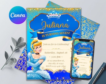 Cinderella Birthday Invitation | Birthday Invite | Printable Editable Cinderella Invitation | Birthday Invitation Girls