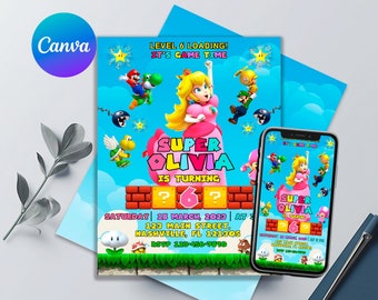 Princes Peach Birthday Invitation | Peach Birthday Invite | Printable Editable Princess Invitation| Free Favor Tags | Birthday Invitation