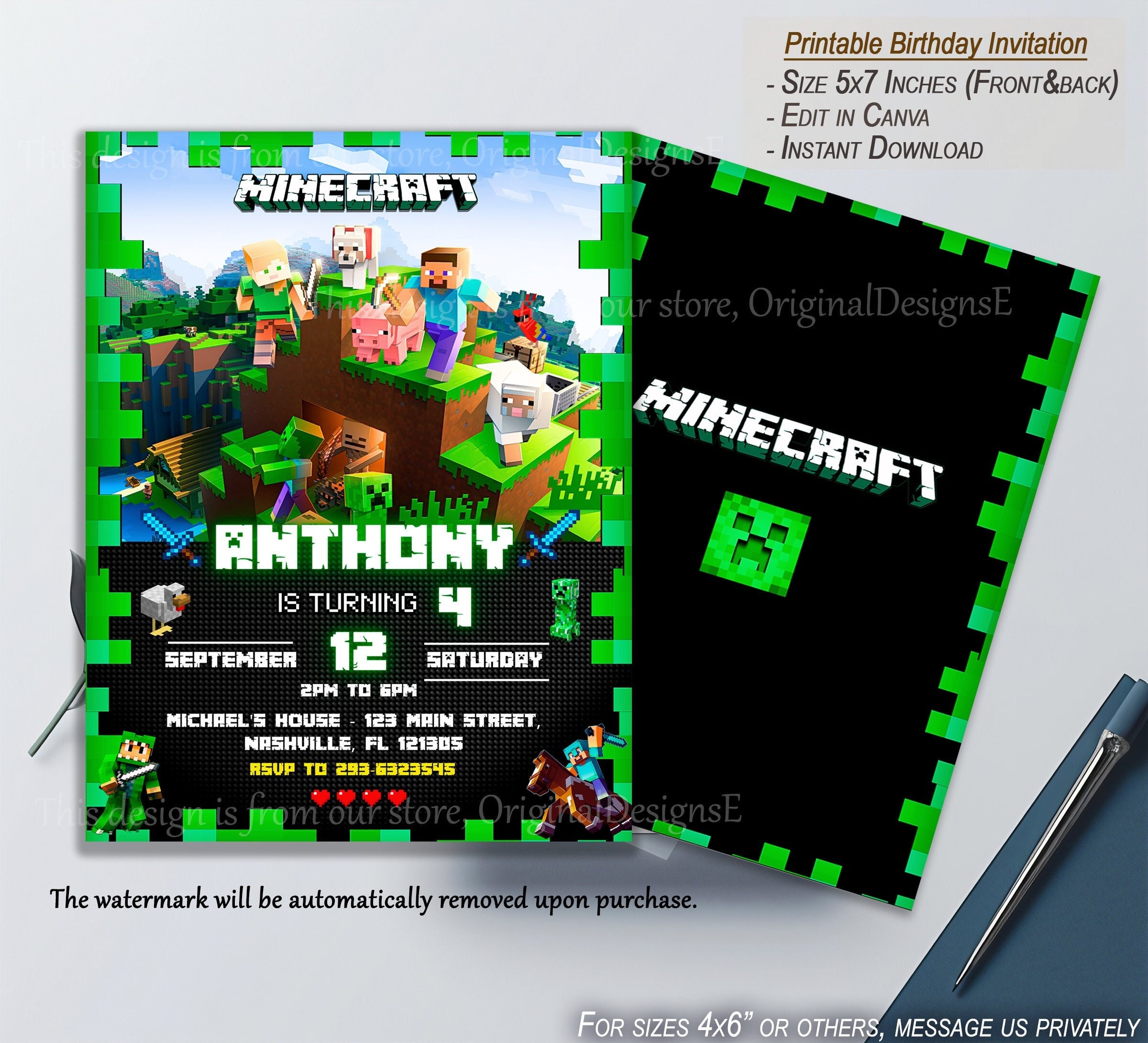Phenomenal Minecraft Birthday Invitation