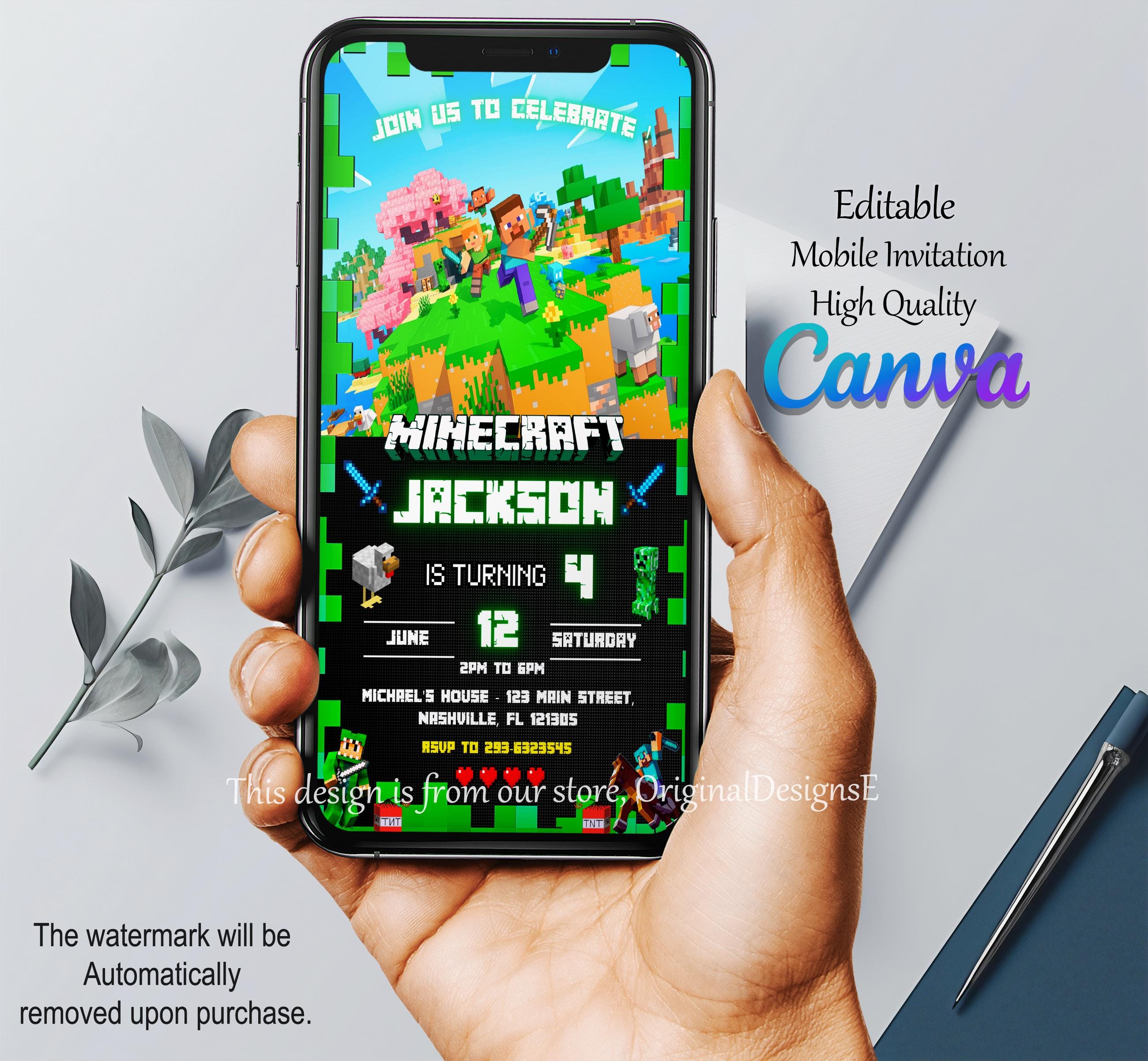 Minecraft Printable Birthday Invitation